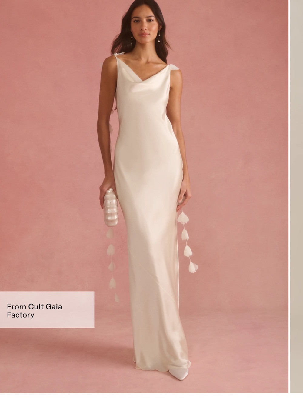 Few moda Ivory Satin Cowl Neck Maxi Dress